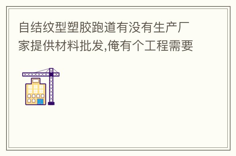 自結(jié)紋型塑膠跑道有沒有生產(chǎn)廠家提供材料批發(fā),俺有個工程需要施工方案,施工方法,有沒有施工工藝提供？