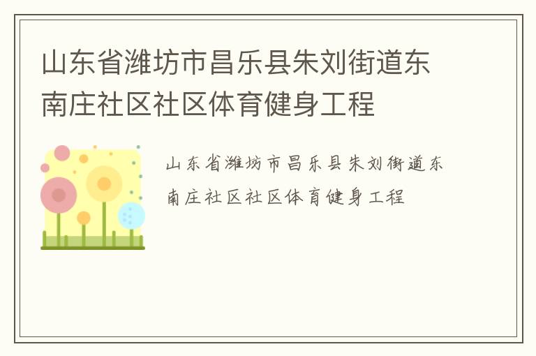 山東省濰坊市昌樂縣朱劉街道東南莊社區(qū)社區(qū)體育健身工程