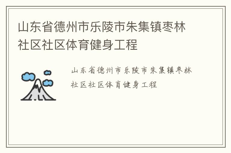 山東省德州市樂陵市朱集鎮(zhèn)棗林社區(qū)社區(qū)體育健身工程