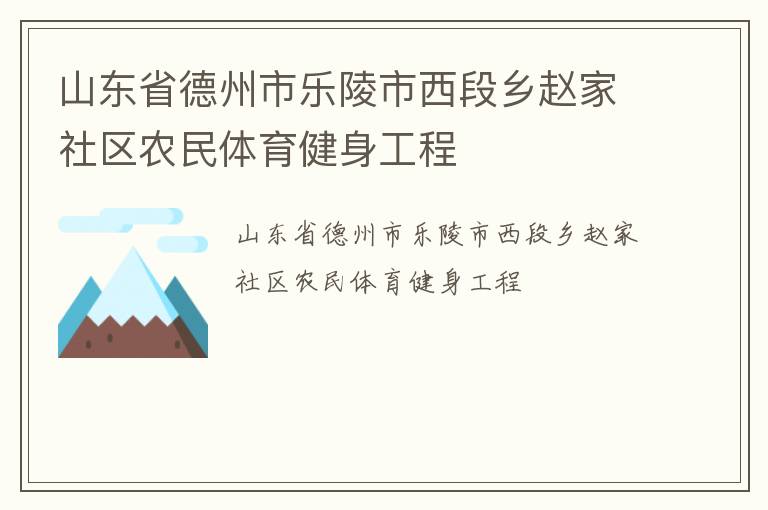 山東省德州市樂陵市西段鄉(xiāng)趙家社區(qū)農民體育健身工程