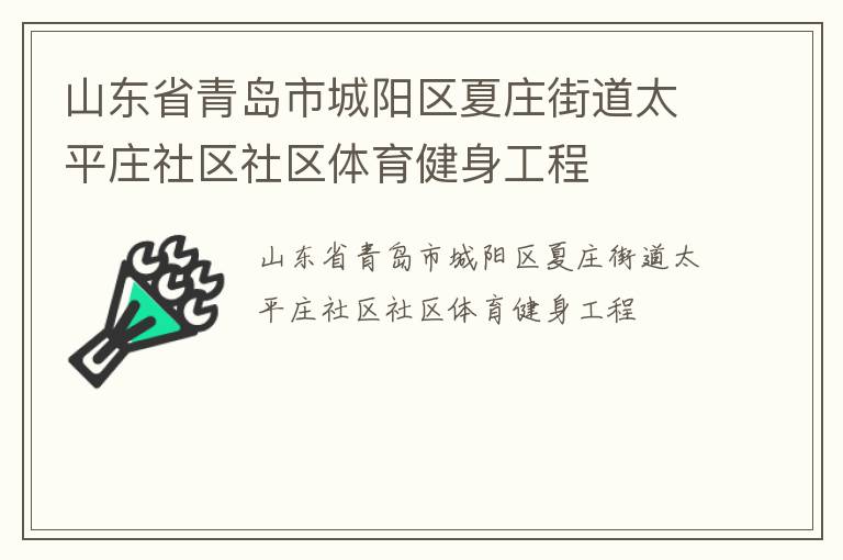 山東省青島市城陽(yáng)區(qū)夏莊街道太平莊社區(qū)社區(qū)體育健身工程