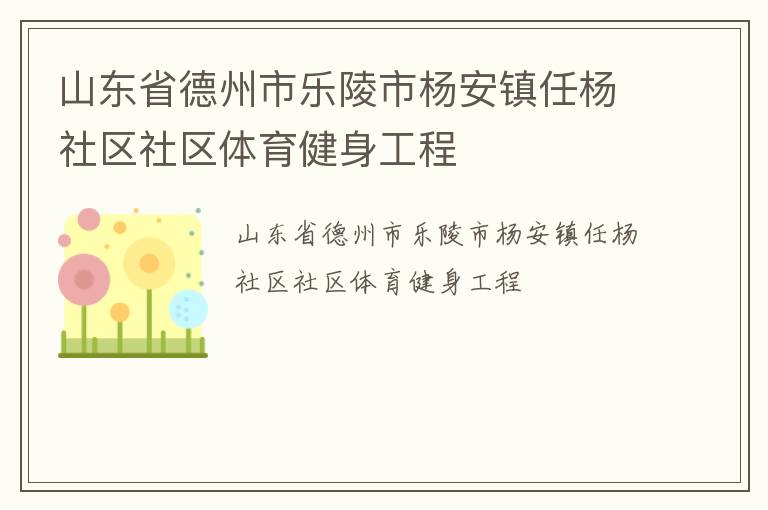 山東省德州市樂陵市楊安鎮(zhèn)任楊社區(qū)社區(qū)體育健身工程