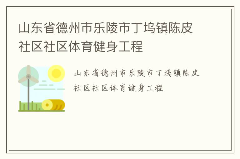 山東省德州市樂陵市丁塢鎮(zhèn)陳皮社區(qū)社區(qū)體育健身工程