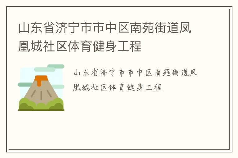 山東省濟(jì)寧市市中區(qū)南苑街道鳳凰城社區(qū)體育健身工程