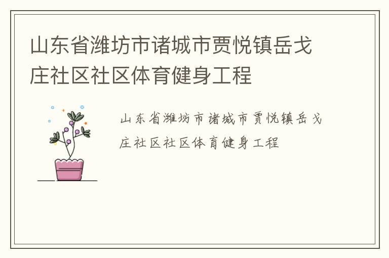 山東省濰坊市諸城市賈悅鎮(zhèn)岳戈莊社區(qū)社區(qū)體育健身工程