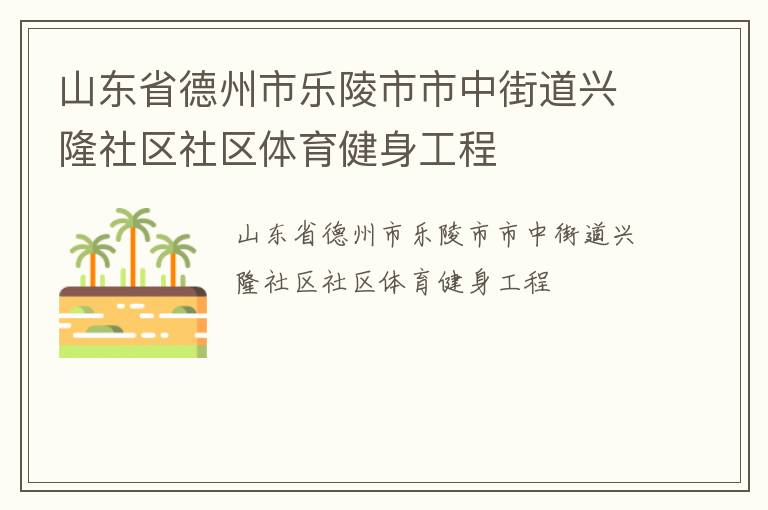 山東省德州市樂陵市市中街道興隆社區(qū)社區(qū)體育健身工程