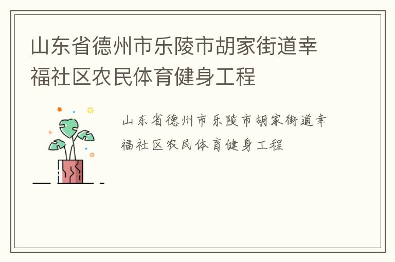 山東省德州市樂(lè)陵市胡家街道幸福社區(qū)農(nóng)民體育健身工程