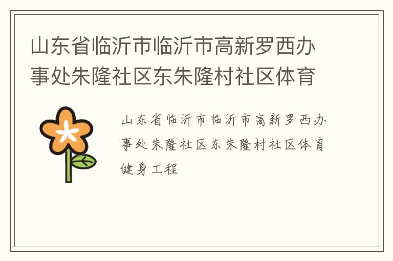山東省臨沂市臨沂市高新羅西辦事處朱隆社區(qū)東朱隆村社區(qū)體育健身工程