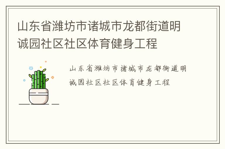 山東省濰坊市諸城市龍都街道明誠(chéng)園社區(qū)社區(qū)體育健身工程