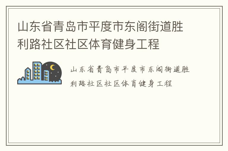 山東省青島市平度市東閣街道勝利路社區(qū)社區(qū)體育健身工程