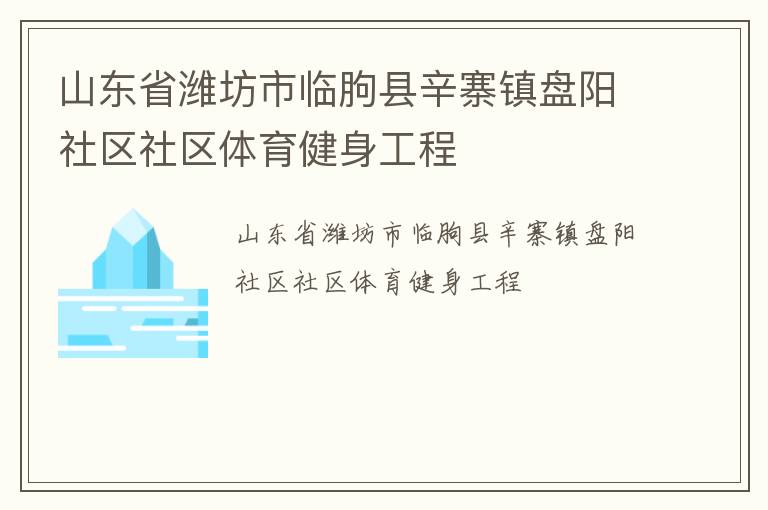 山東省濰坊市臨朐縣辛寨鎮(zhèn)盤(pán)陽(yáng)社區(qū)社區(qū)體育健身工程