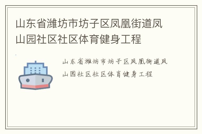 山東省濰坊市坊子區(qū)鳳凰街道鳳山園社區(qū)社區(qū)體育健身工程