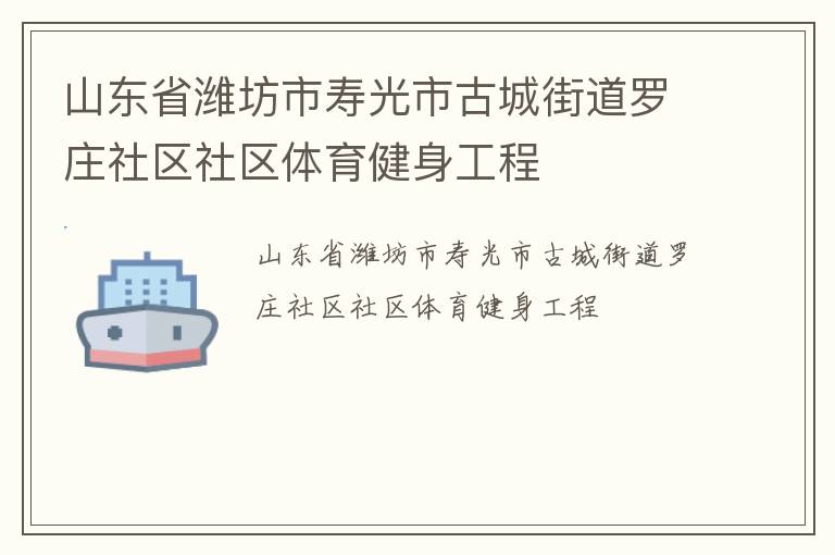 山東省濰坊市壽光市古城街道羅莊社區(qū)社區(qū)體育健身工程