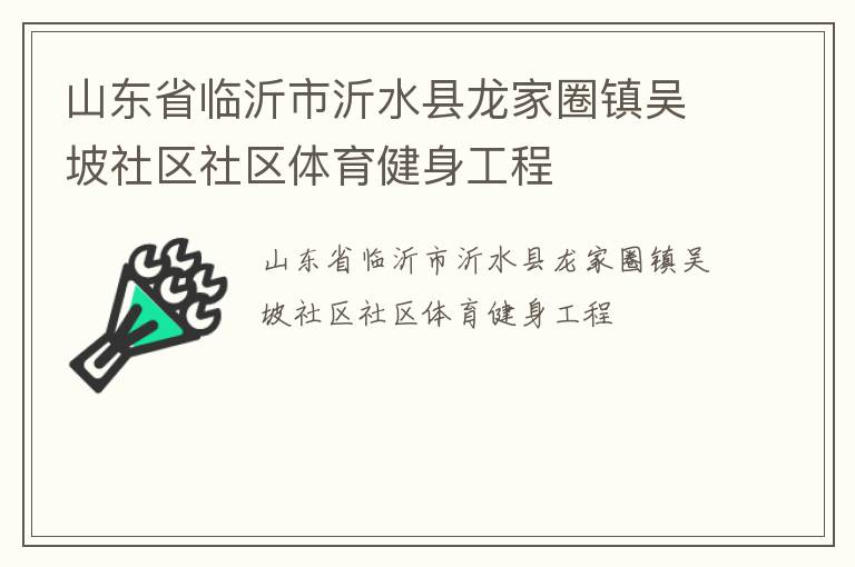 山東省臨沂市沂水縣龍家圈鎮(zhèn)吳坡社區(qū)社區(qū)體育健身工程