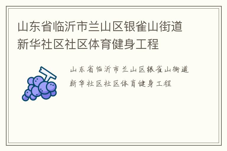 山東省臨沂市蘭山區(qū)銀雀山街道新華社區(qū)社區(qū)體育健身工程