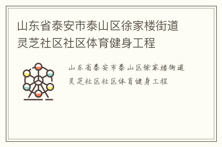 山東省泰安市泰山區(qū)徐家樓街道靈芝社區(qū)社區(qū)體育健身工程