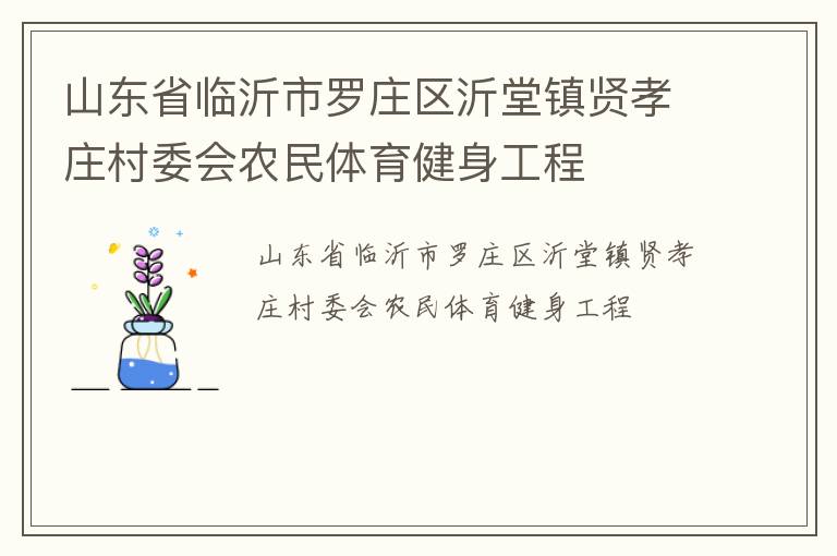 山東省臨沂市羅莊區(qū)沂堂鎮(zhèn)賢孝莊村委會(huì)農(nóng)民體育健身工程