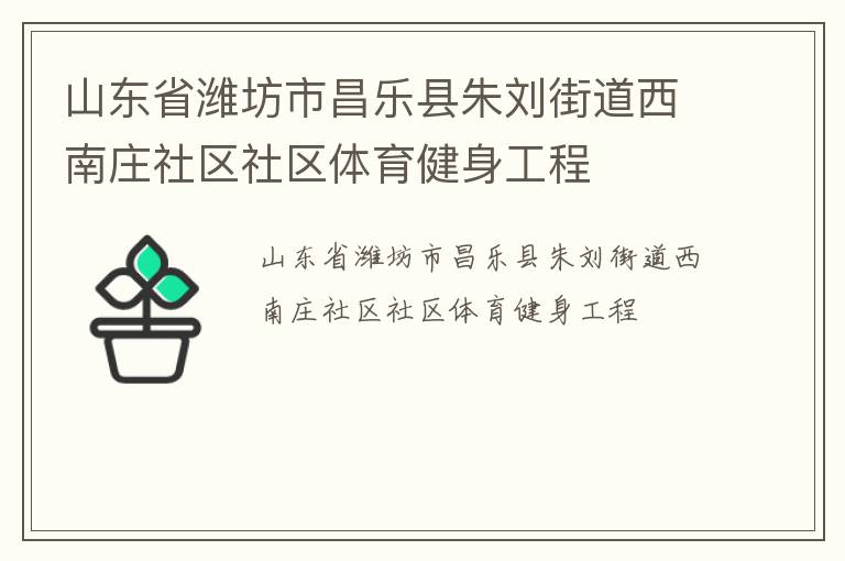 山東省濰坊市昌樂縣朱劉街道西南莊社區(qū)社區(qū)體育健身工程