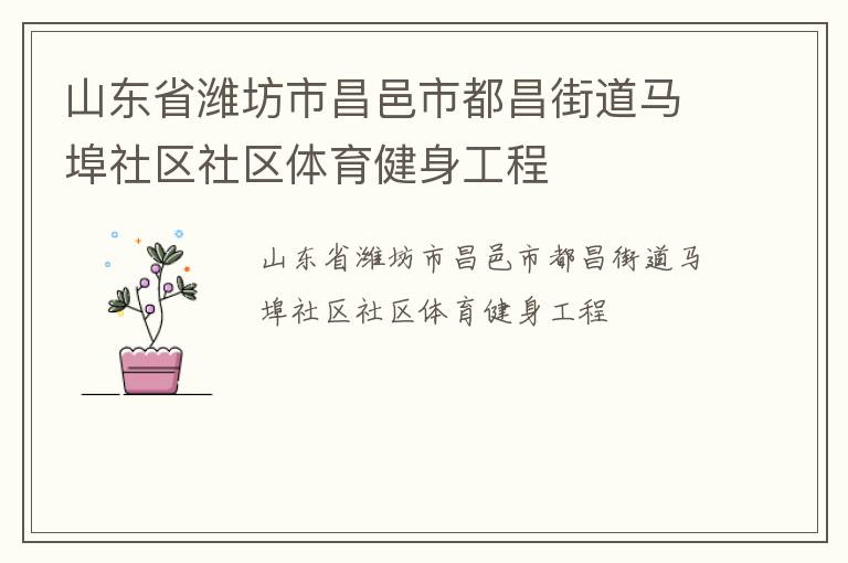 山東省濰坊市昌邑市都昌街道馬埠社區(qū)社區(qū)體育健身工程