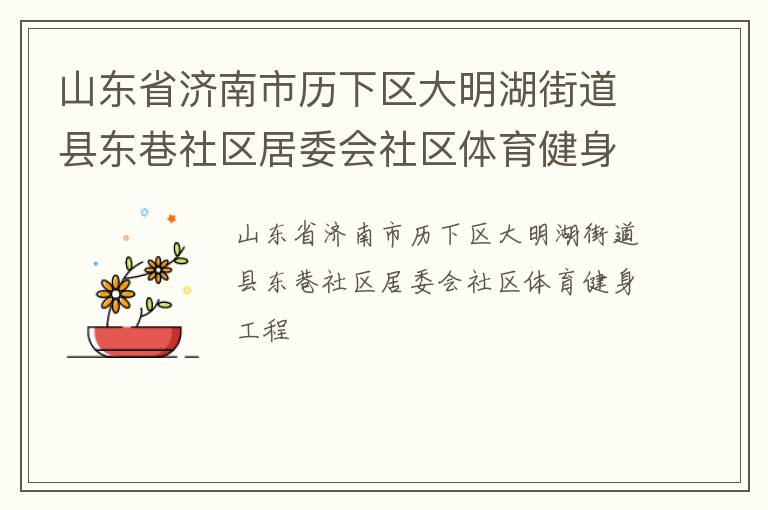 山東省濟(jì)南市歷下區(qū)大明湖街道縣東巷社區(qū)居委會(huì)社區(qū)體育健身工程