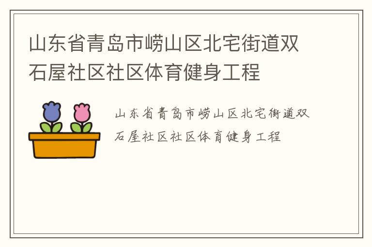 山東省青島市嶗山區(qū)北宅街道雙石屋社區(qū)社區(qū)體育健身工程