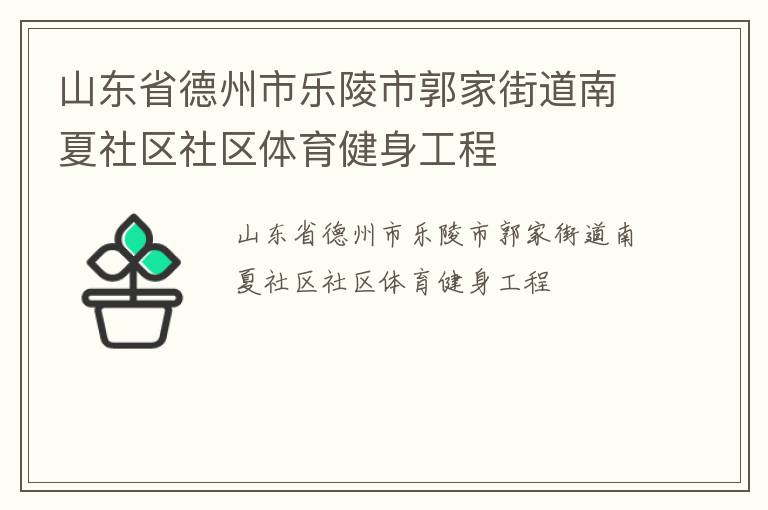 山東省德州市樂陵市郭家街道南夏社區(qū)社區(qū)體育健身工程
