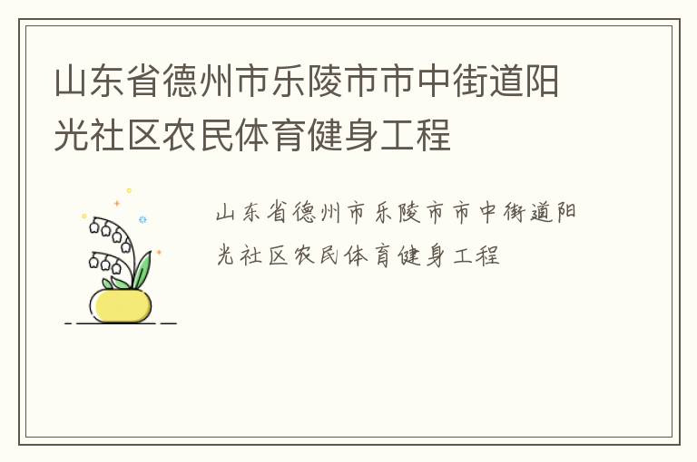 山東省德州市樂陵市市中街道陽光社區(qū)農民體育健身工程