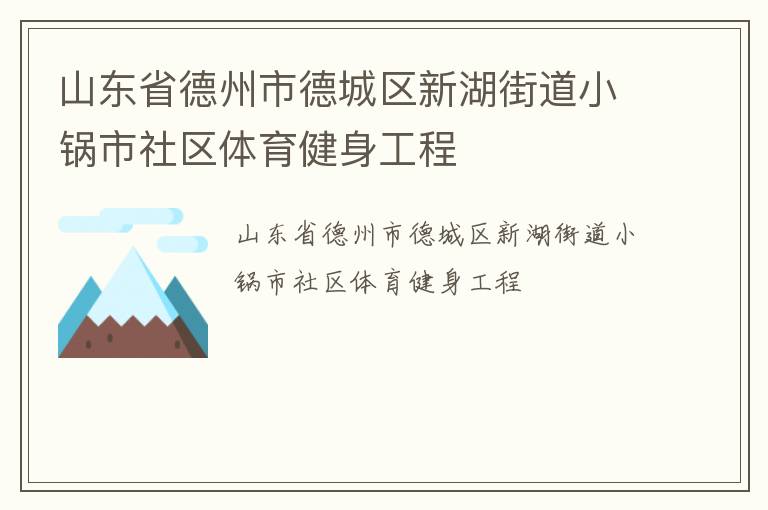 山東省德州市德城區(qū)新湖街道小鍋市社區(qū)體育健身工程
