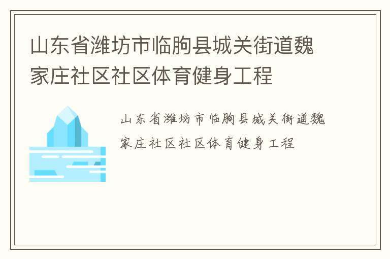 山東省濰坊市臨朐縣城關街道魏家莊社區(qū)社區(qū)體育健身工程