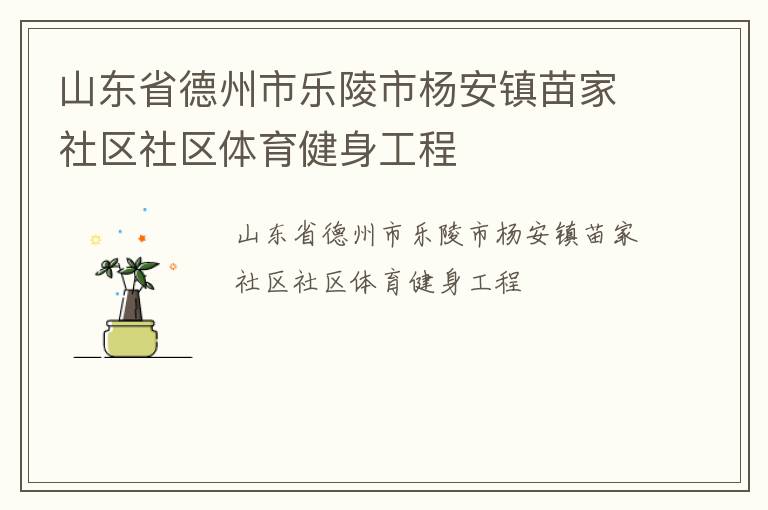 山東省德州市樂(lè)陵市楊安鎮(zhèn)苗家社區(qū)社區(qū)體育健身工程