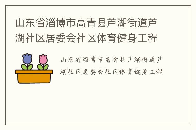 山東省淄博市高青縣蘆湖街道蘆湖社區(qū)居委會(huì)社區(qū)體育健身工程