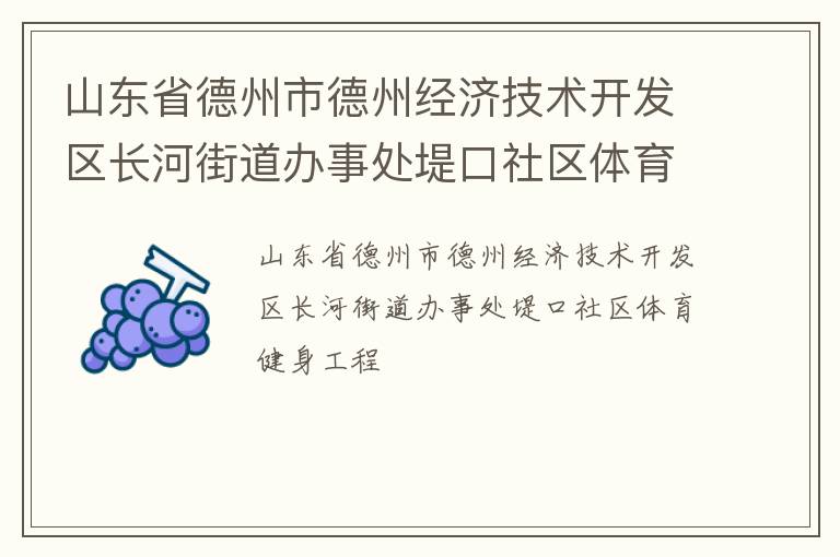 山東省德州市德州經(jīng)濟(jì)技術(shù)開發(fā)區(qū)長河街道辦事處堤口社區(qū)體育健身工程